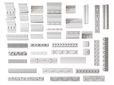 Classic And Modern Gypsum Molding Varieties With Ornate Details For Home Decor 3d model
