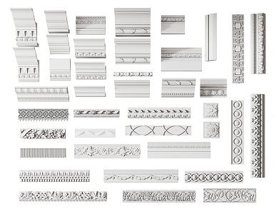 Jane Europe plaster line plaster line combination carving 3d model