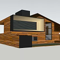 Modern Single Family Villa With Wooden Exterior Large Glass Windows Terrace And Mountain Views