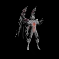 Game and Movie Character with Winged Monster Design Red Glowing Core and Mythic Style