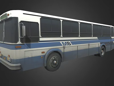 Classic Blue and White Bus with MB Logo and Multiple Windows Side View 3d model Classic Blue and White Bus with MB Logo and Multiple Windows Side View 3d model