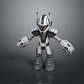 Game Movie Character Black And White Mechanical Robot With Antennae And Mechanical Arms