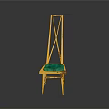Stylish Yellow Frame Chair With Green Padded Seat For Modern Home Decor