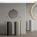modern wash basin column basin vertical basin 3d model