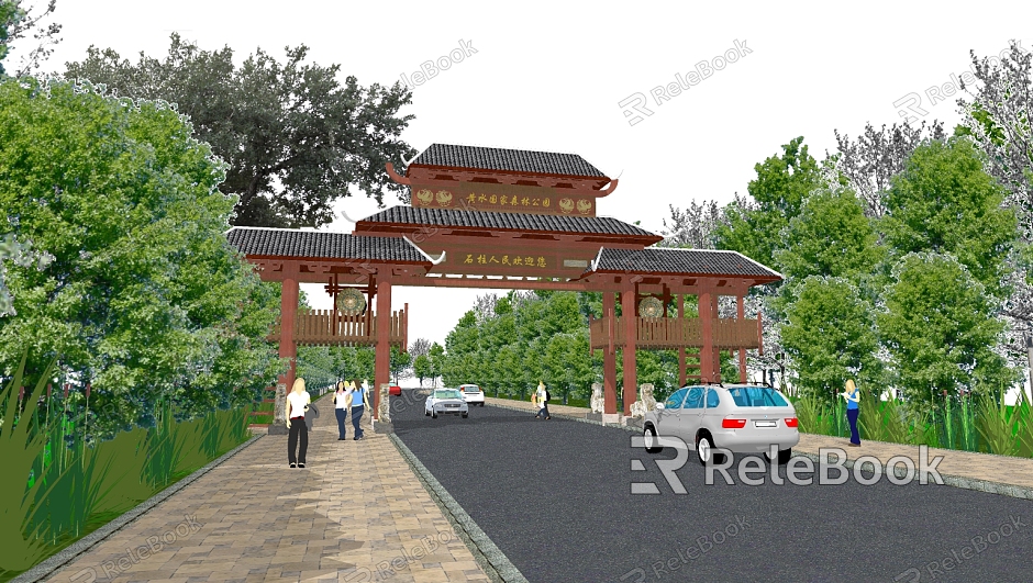 Entrance to the gate of the Chinese-style gate scenic spot model