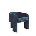 Navy Blue Modern Minimalist Upholstered Accent Chair With Armrest And Comfortable Seat Cushion