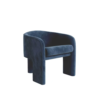 Navy Blue Modern Minimalist Upholstered Accent Chair With Armrest And Comfortable Seat Cushion 3d model