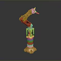 Shiny Golden Robotic Arm 3D Rendered with Mechanical Joints and Base