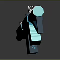 Turquoise Blue Low Poly Rifle with Modern Geometric Design Glossy Finish on Dark Background