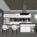 Modern Kitchen Interior Design With Island Counter Pendant Lights And Cabinets