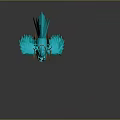 Blue Mythical Bird With Decorative Feathers Standing Orange Beak And Golden Claws