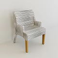 Gray And White Striped Accent Chair With Wooden Legs Modern Design