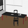 Nordic Dining Table and Chair Desk and Chair Workbench Conference Long Table Chandelier 3d model