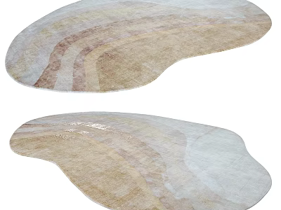Natural Toned Square Rug With Curved Striped Pattern For Modern Living Room 3d model