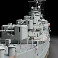 Detailed Model Of A Battleship With Turrets And Decks