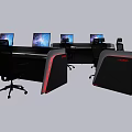 Modern Office Desk Setup With Dual Monitors Ergonomic Chairs And LED Strip Lights