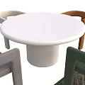 Modern Round White Dining Table With Colorful Armchairs Set For Home Interior 3d model
