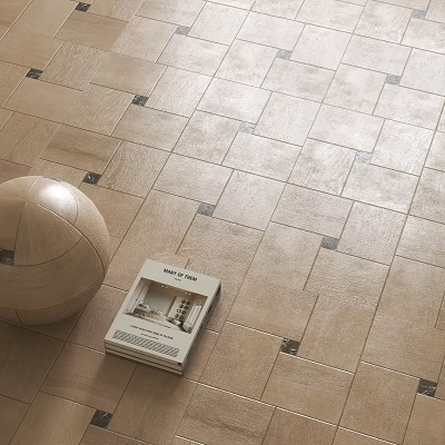 Light Brown Glossy Wood Floor with Square Pattern Inlaid Accents and Home Decor Magazine 3d model