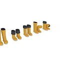Yellow Tall Rain Boots With Black Cuffs And White Waterproof Soles
