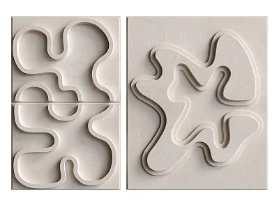 Modern Abstract Wall Decor With Curved Patterns Light Colored Textured Design 3d model