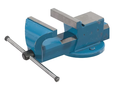 Heavy Duty Blue Industrial Vice With Rotating Base For Workshop Clamping Tasks 3d model
