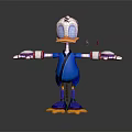 Cartoon Game Movie Character In Blue Outfit With White Head And Yellow Webbed Feet