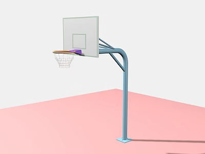 Basketball Gym Interior With White Backboard Blue Pole And Pink Floor 3d model