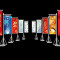 Various Colored Standing Billboards With Red Blue White Backgrounds And 2024 Text Patterns