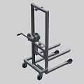 Industrial Equipment With Metal Frame Forks Rolling Wheels And Mechanical Handle