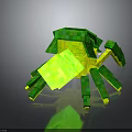 3D Block Style Scorpion Model On Dark Reflective Surface With Green Yellow Claws 3d model