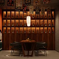 Stylish Bar Interior With Wooden Wine Racks Wine Bottles Table Chairs And Decorative Paintings