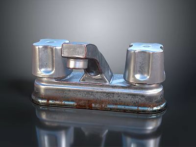 Durable Silver Metal Household Item With Two Cylindrical Parts And Shiny Base 3d model