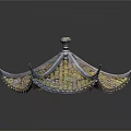Traditional Chinese Architecture Roof Structure With Yellow Tiles And Decorative Eaves