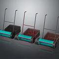 Utility Hand Carts With Black Red Blue Rollers Square Bins And Wheels 3d model