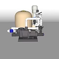 Industrial Equipment Pump System With White Casing Black Motor And Interconnected Pipes