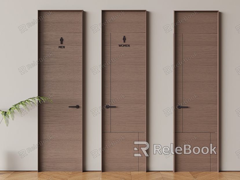 Toilet solid wood single door men's and women's toilet flat door model