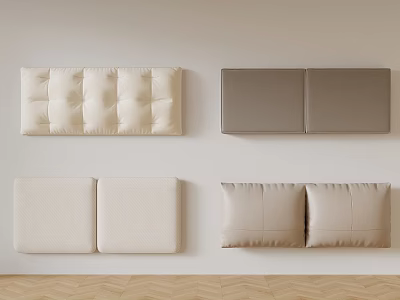 Modern Upholstered Headboard Designs In Beige And Gray With Quilted Panels 3d model