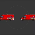 Ambulance Vehicles in Various Colors with Medical Emergency Symbols Displayed in a Line
