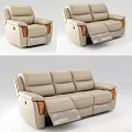 Modern Beige Leather Sofa Set With Sectional Design And Comfortable Armrest Details 3d model