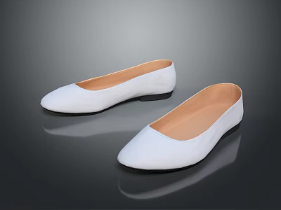 White Slip On Flats Shoes With Round Toe Casual Daily Wear Design 3d model