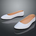 White Slip On Flats Shoes With Round Toe Casual Daily Wear Design
