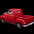 Red Vintage Cars And Truck Displayed From Front And Side Views