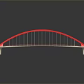 Red Arch Bridge Model With White Structure And Reflection On Surface 3d model