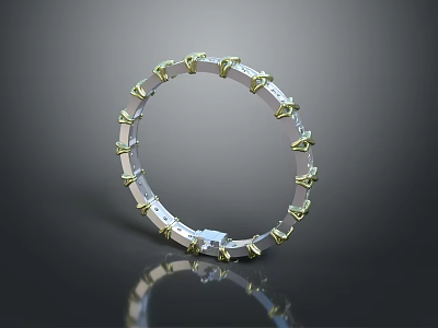 Elegant Silver Bracelet With Gold Accents Fashion Accessory For Women 3d model