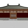 Ancient Chinese Architecture With Traditional Tiled Roof Red Walls And Wooden Doors