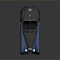 Blue And Black Vintage Car With Streamlined Body And Classic Front Grille