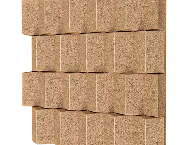 Layered Textured Wall Panels with Natural Wood Finish for Modern Interior Design 3d model