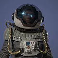 Man Wearing Detailed Astronaut Suit with Helmet Backpack Front and Back Full Body Views