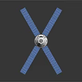White Spacecraft With Cross Shaped Solar Panels For Cosmic Exploration Mission