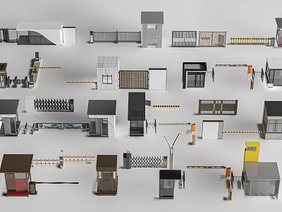 Various Security Access Control Equipment Including Gates Booths And Barriers 3d model